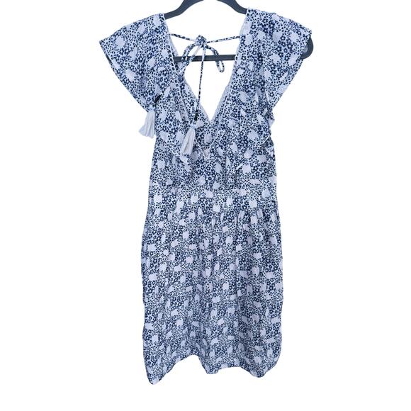 Anthropologie V-Neck Plunge Tunic Mini Dress Blue XS Cottagecore Boho Coquette - Picture 5 of 9